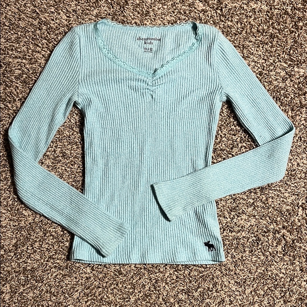 Abercrombie & Fitch Women's Aqua Ribbed Blouse